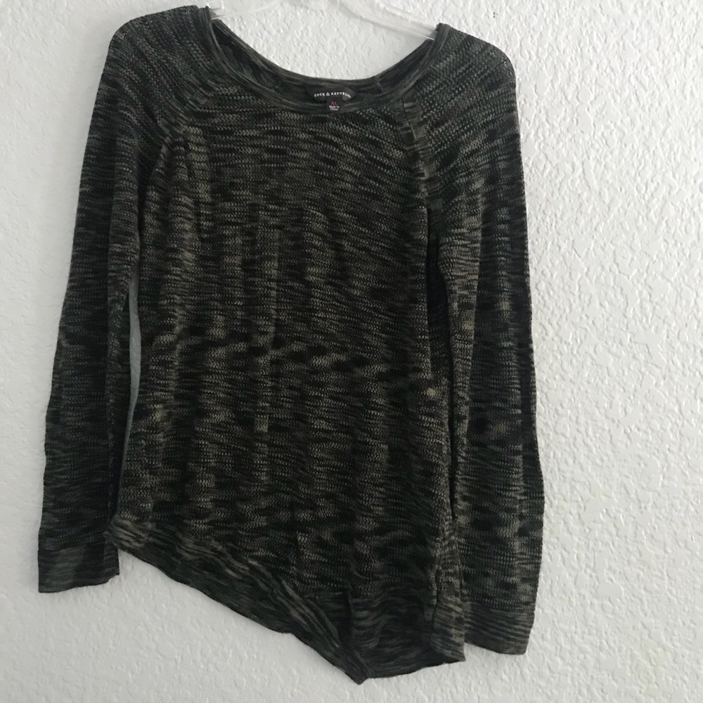Rock and Republic asymmetrical mesh top.